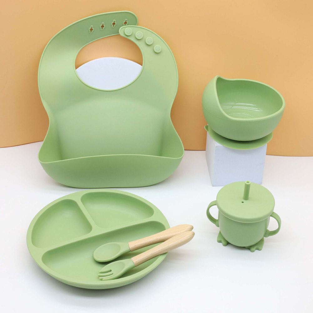 Baby Food Dinner - Hot baby food tableware set bib