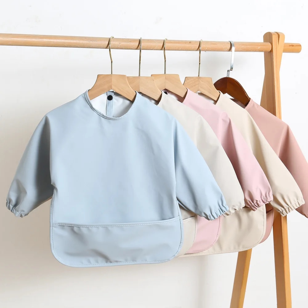 Solid Color Baby Feeding Bibs  - огляд і ціна Bib Long Sleeve