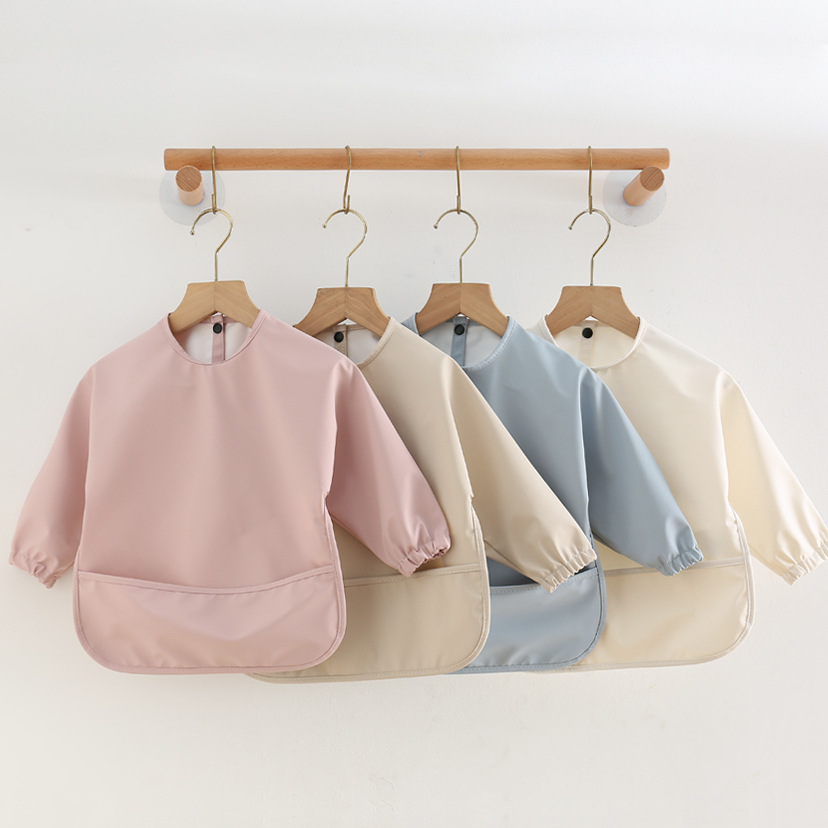 Solid Color Baby Feeding Bibs  - огляд і ціна Bib Long Sleeve