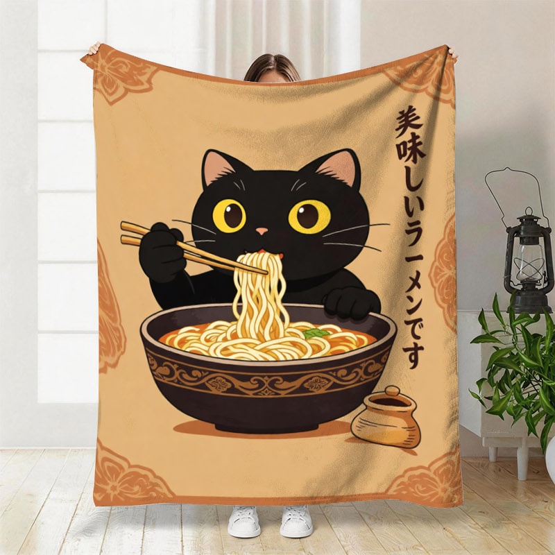 Cute Cat Ramen Throw Blanket T - огляд і ціна Baby Food In Japan