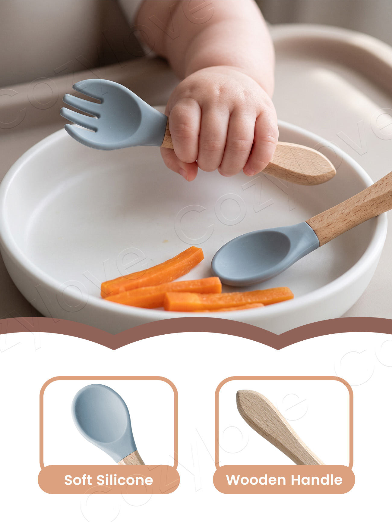 Baby Silicone Fork Spoon Set,  - огляд і ціна Baby Food Eating