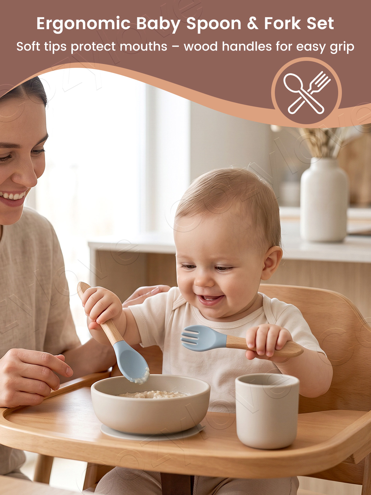 Baby Silicone Fork Spoon Set,  - огляд і ціна Baby Food Eating